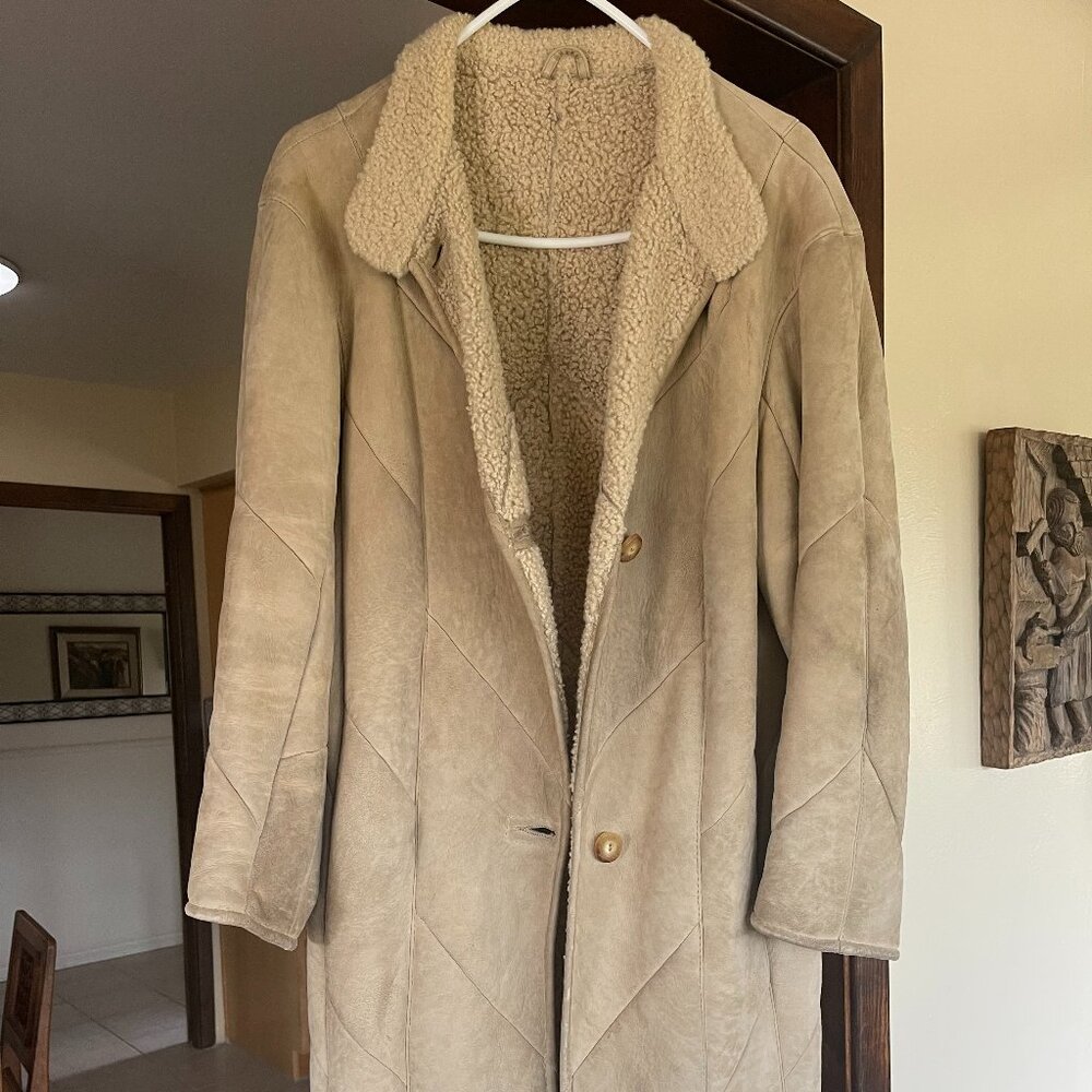 New Zealand suede and pure wool coat